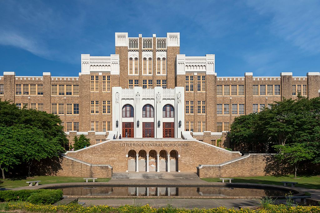 Neo-Nazis March To Little Rock Central High School, One Of The First Schools To Integrate After Brown v. Board