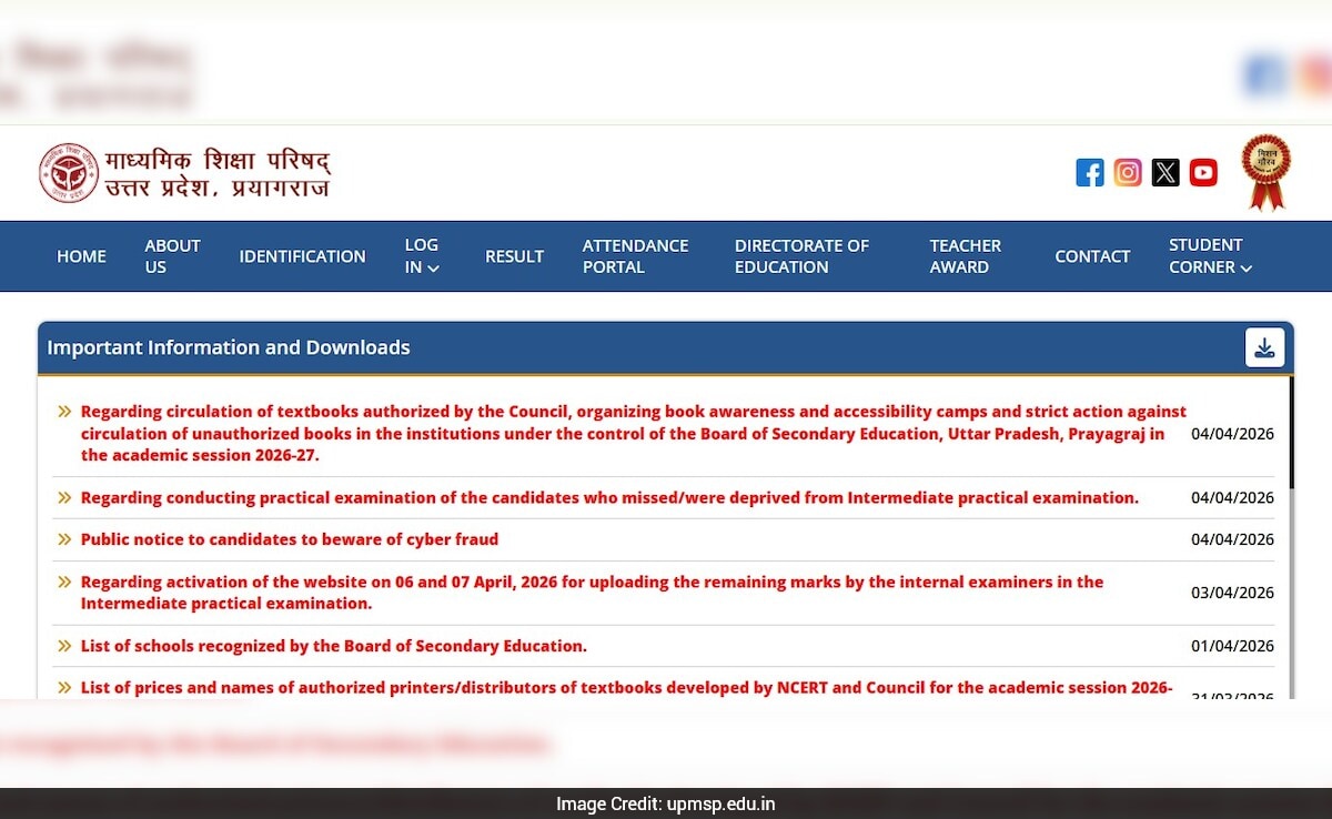 UP Board Result 2026 LIVE: UPMSP Class 10, 12 Result Today At 4 PM, Download Link Here – NDTV