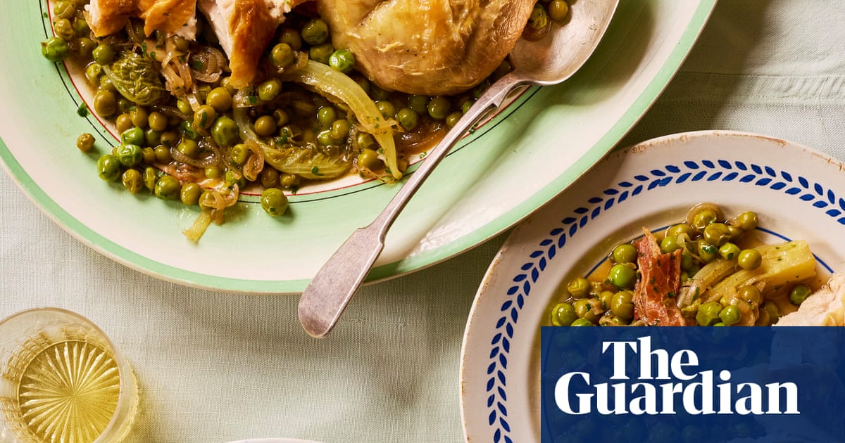 David Gingell’s recipe for roast chicken with braised peas and lettuce